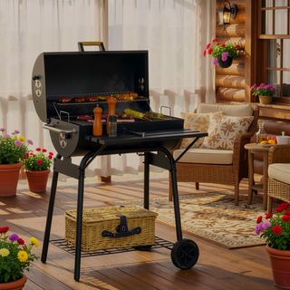 Sunvega 2 Burner Portable Gas BBQ Grill with Lid Thermometer and Foldable Legs