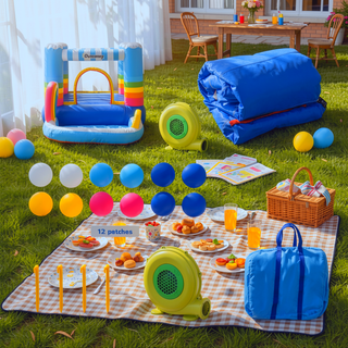Sunvega Kids Inflatable Bounce House with Trampoline Pool and Air Blower for Indoor Outdoor