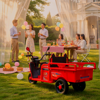 Sunvega 3-Wheel Electric Cargo Truck with LED Lights Music and Anti-Slip Wheels