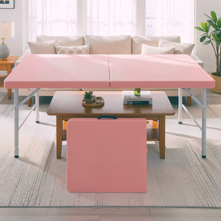 Sunvega 8ft Pink Folding Table with Waterproof Top and Foldable Design for Camping