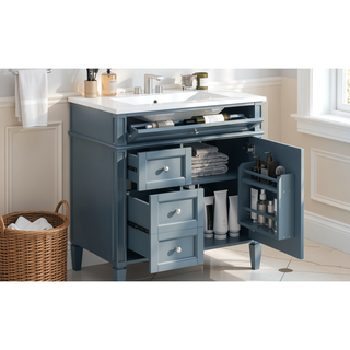 Sunvega Modern Minimalist 30'' Bathroom Vanity with Top Sink and Ample Storage