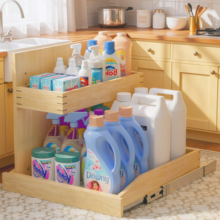 Sunvega 2 Tier Pull Out Cabinet Organizer with Soft Close and U Bracket