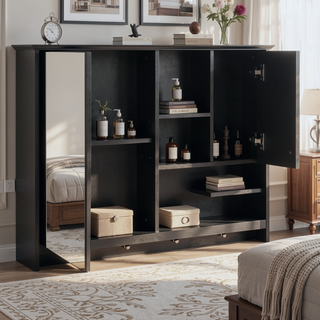 Sunvega 36 Inch Wall Mounted Bathroom Mirror Cabinet with Adjustable Shelf and Hidden Storage