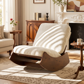 Sunvega Solid Wood Frame Corduroy Upholstery Glider Rocking Chair for Nursery