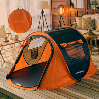 Sunvega 2 Person Pop Up Camping Tent with Orange and Black Color