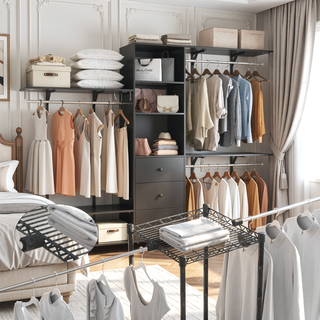 Sunvega High Capacity Wardrobe Rack with 3 Drawers, Shelves & Expandable Hanger Rods