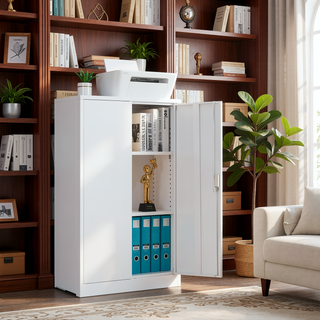 Sunvega Folding Metal Storage Cabinet with Locking Doors and Adjustable Shelf for Home Office