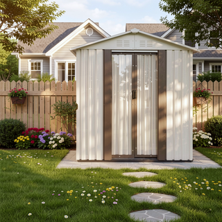 Sunvega Pent Roof Outdoor Storage Shed with Aluminum Alloy Frame and Sliding Door
