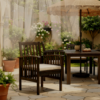 Sunvega Acacia Wood Dining Chairs with Water Resistant Cushions for Patio