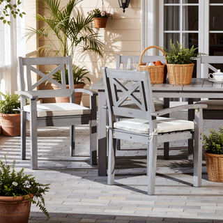Sunvega FSC Certified Weather Resistant Dining Chairs with Detachable Cushion