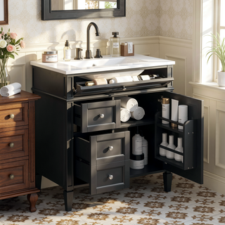 Sunvega Modern Minimalist 30'' Bathroom Vanity with Top Sink and Ample Storage