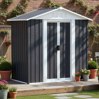 Sunvega Pent Roof Outdoor Storage Shed with Aluminum Alloy Frame and Sliding Door