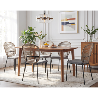 Sunvega Mid-century Dining Table for 4-6 People With Round MDF Top
