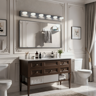 Sunvega Modern 7-Light LED Vanity Fixture with Acrylic Shades and Chrome Finish