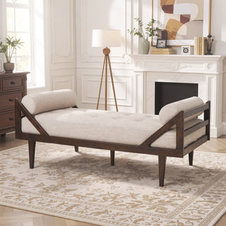 Sunvega Chic Two-Armed Chaise Lounge with Button Tufting and Bentwood Structure