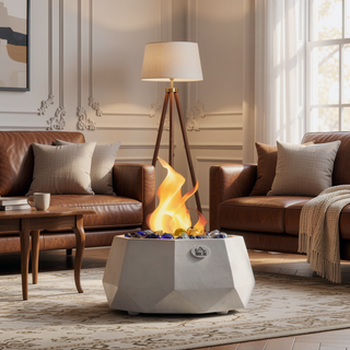 Sunvega 9 Inch Portable Concrete Ethanol Fireplace with Lid for Indoor and Outdoor