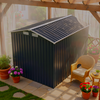 Sunvega Outdoor Steel Storage Shed with Lockable Doors and Clear Window for Garden