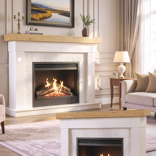 Sunvega Handcrafted Pine Wood Fireplace Mantel Shelf with Distinctive Wood Grain