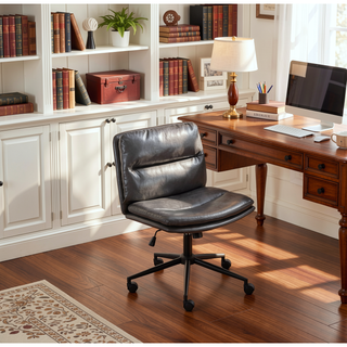 Sunvega Adjustable Swivel Criss-Cross Chair with Cushioned Wide Seat for Office