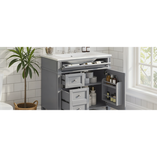 Sunvega Modern Minimalist 30'' Bathroom Vanity with Top Sink and Ample Storage