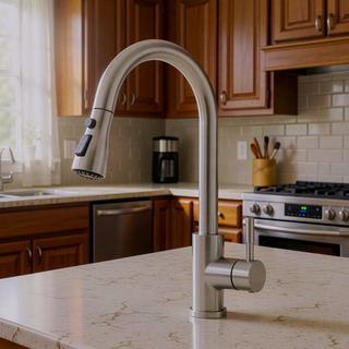 Sunvega Single Handle Kitchen Sink Faucet with Pull Out Sprayer and Deck Plate