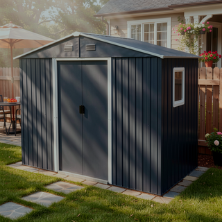 Sunvega 8ft x 4ft Outdoor Metal Storage Shed With Window and Metal Foundation