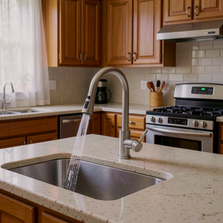 Sunvega Single Handle Kitchen Sink Faucet with Pull Out Sprayer and Deck Plate