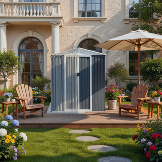 Sunvega Pent Roof Outdoor Storage Shed with Aluminum Alloy Frame and Sliding Door