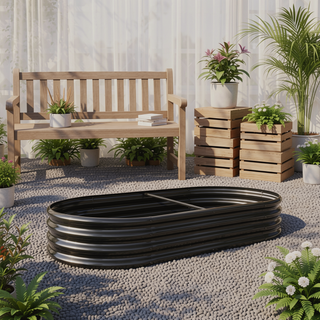 Sunvega Large Oval Metal Raised Garden Bed for Plants Vegetables and Flowers