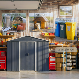 Sunvega 8ft x 4ft Outdoor Metal Storage Shed With Window and Metal Foundation