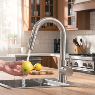 Sunvega Brushed Nickel Pull Out Kitchen Sink Faucet with Single Handle