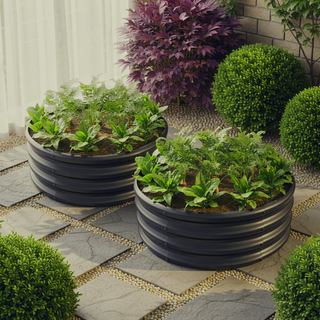 Sunvega 47.24 Inch Round Metal Raised Garden Bed for Vegetables Flowers and Herbs