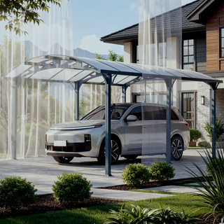 Sunvega 10x19 FT Arched Aluminum Carport with Polycarbonate Roof and Waterproof Design