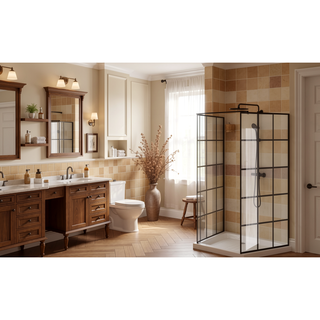 Sunvega Framed Glass Shower Screen with Silk-Printed Tempered Glass and Rust-Proof Aluminum Frame