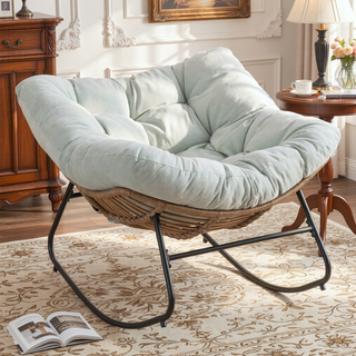 Sunvega Wicker Papasan Lounge Rocking Chair for Indoor and Outdoor Relaxation