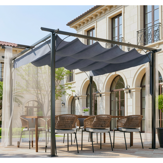 Sunvega Heavy-Duty Powder-Coated Steel Frame Retractable Pergola Canopy with PU Coating