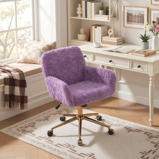 Sunvega Plush Faux Alpaca Fabric Double Cushion Wide 26.4 Inch Office Chair