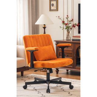 Sunvega Orange Criss Cross Armrest Office Chair with Wheels for Home Office