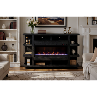 Sunvega 72 Inch Oak Fireplace Mantel with Clove Finish and Minimal Assembly
