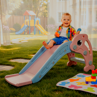 Sunvega 2 in 1 Toddler Slide with Basketball Hoop and Ball for Indoor Outdoor Play