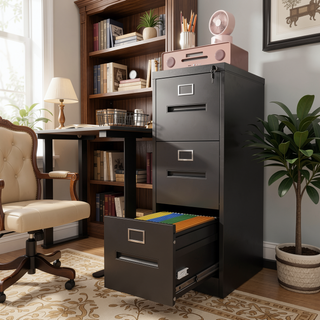 Sunvega 5 Drawer Metal Vertical File Cabinet with Lock on Wheels for Home Office