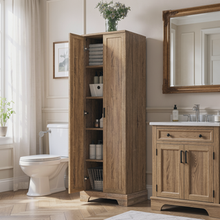 Sunvega Two Door Storage Cabinet with Adjustable Shelf Made of MDF Board for Bathroom