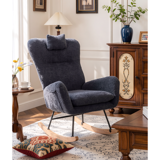 Sunvega Soft and Thick Upholstered Nursery Rocking Chair with High Backrest
