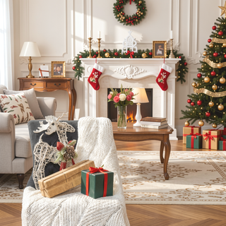 Sunvega Pencil Artificial Xmas Tree with Faux Snow Flocked Full Branch Tips Flame-retardant