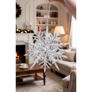 Sunvega Weathered Finish Iron Snowflake Hanging Ball Ornaments for Holiday Decor