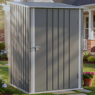 Sunvega Outdoor Galvanized Metal Storage Shed with Lockable Door and Sloped Roof