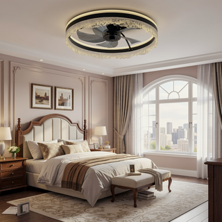 Sunvega Ultra Quiet Ceiling Fan with Light and Hidden Blades for Bedroom