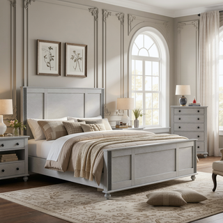 Sunvega Silver Nightstand with Spacious Drawers and Hidden Jewelry Compartment