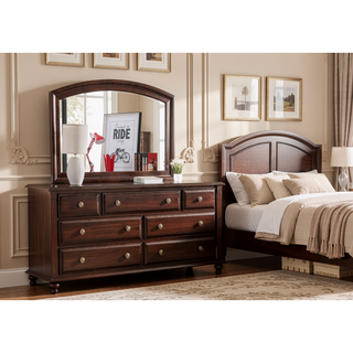 Sunvega Cappuccino Wood Veneer Night Stand with Silver Hardware for Bedroom