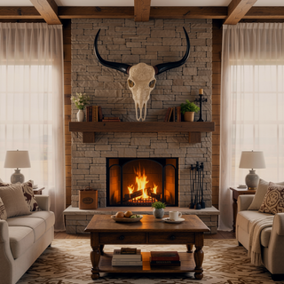 Sunvega North American Style Lifelike Bone-Inspired Bull Head Resin Hanging Ornament